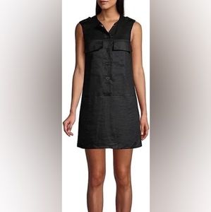 Equipment Femme | 100% Linen | Black Utility Tunic Midi Dress | Medium